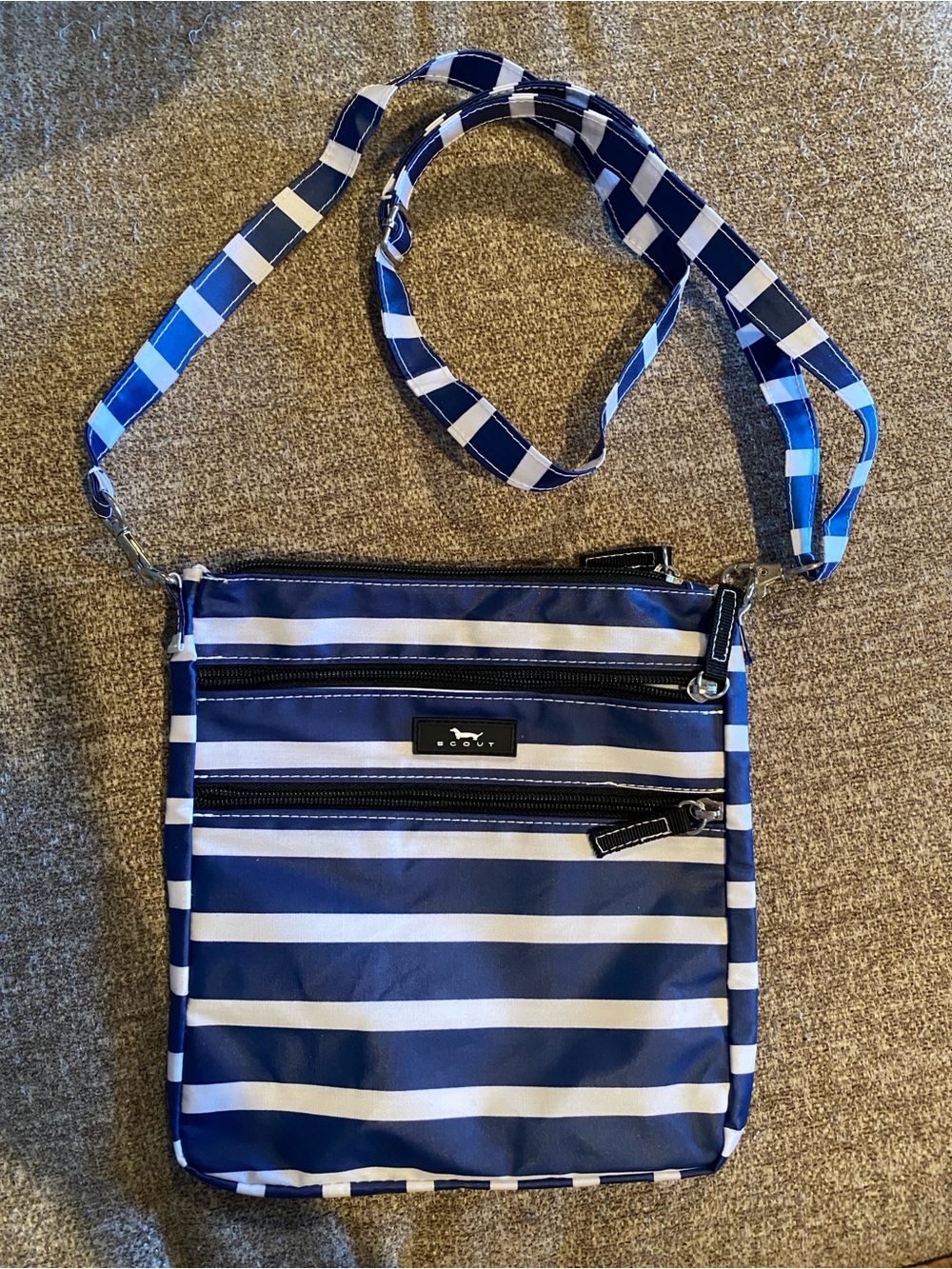 Scout Navy and White Striped Messenger Crossbody